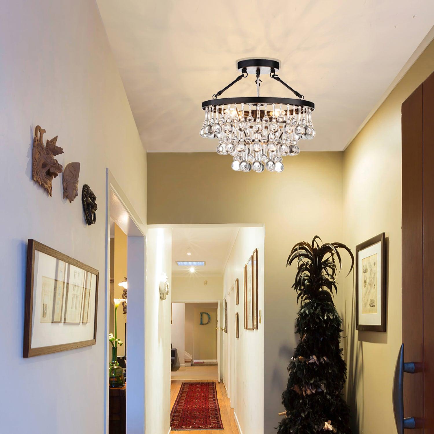 Avelis Postmodern Luxury Unique Tiered Crystal Chandelier-Neutral Decor