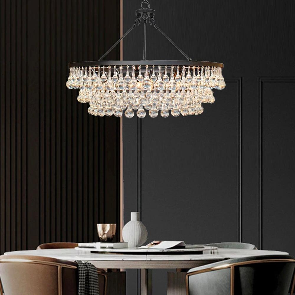 Avelis Postmodern Luxury Unique Tiered Crystal Chandelier-Neutral Decor