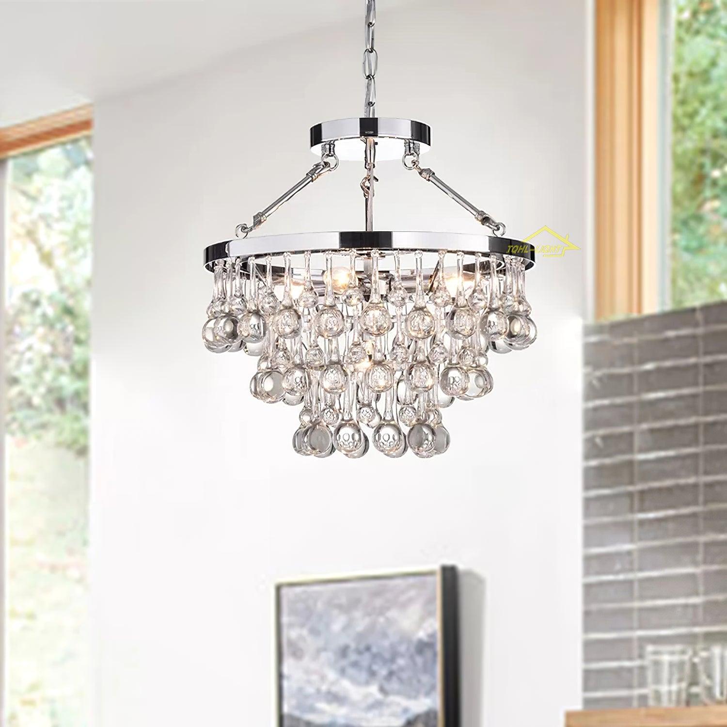 Avelis Postmodern Luxury Unique Tiered Crystal Chandelier-Neutral Decor