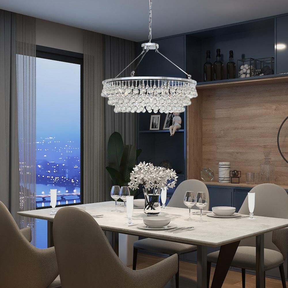 Avelis Postmodern Luxury Unique Tiered Crystal Chandelier-Neutral Decor