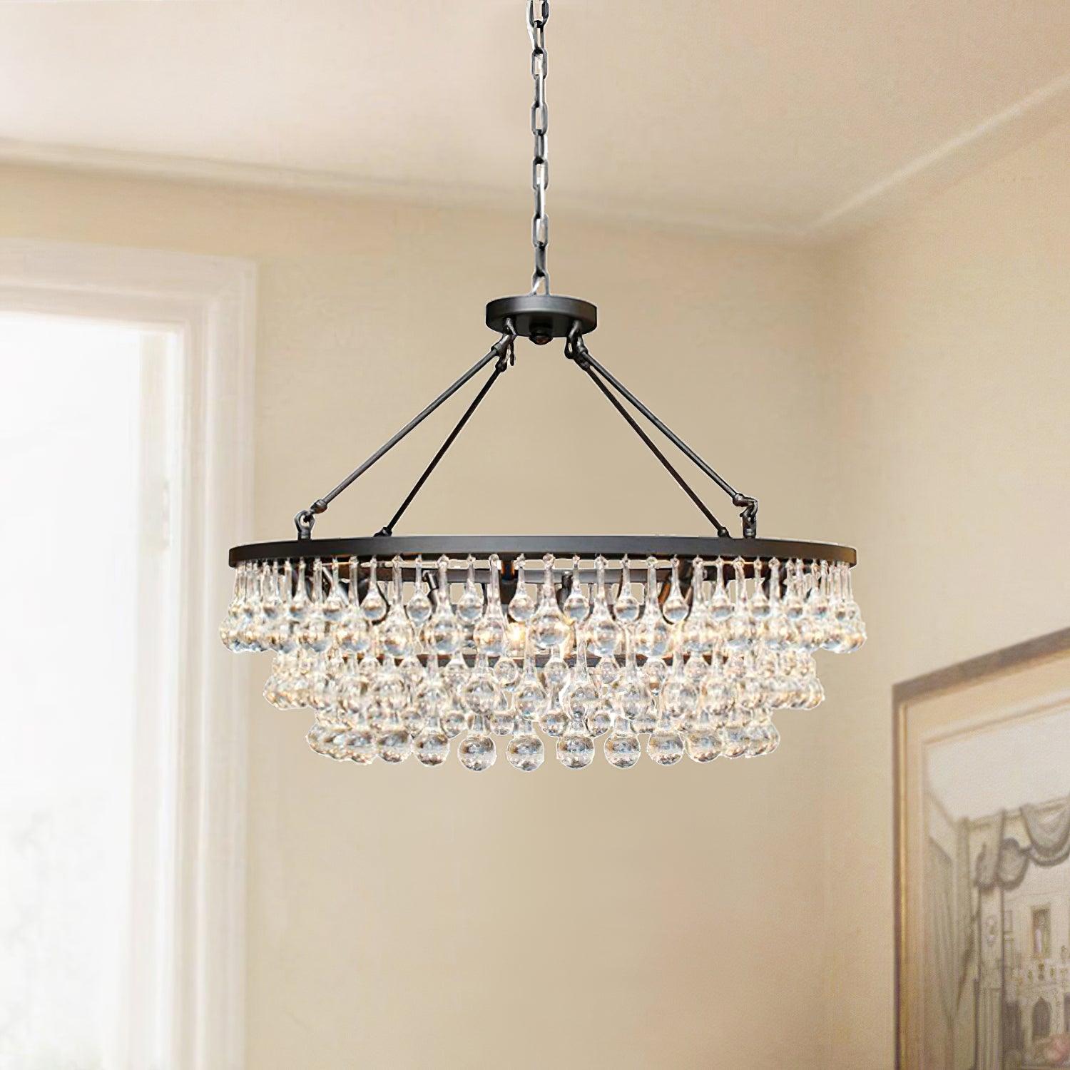 Avelis Postmodern Luxury Unique Tiered Crystal Chandelier-Neutral Decor