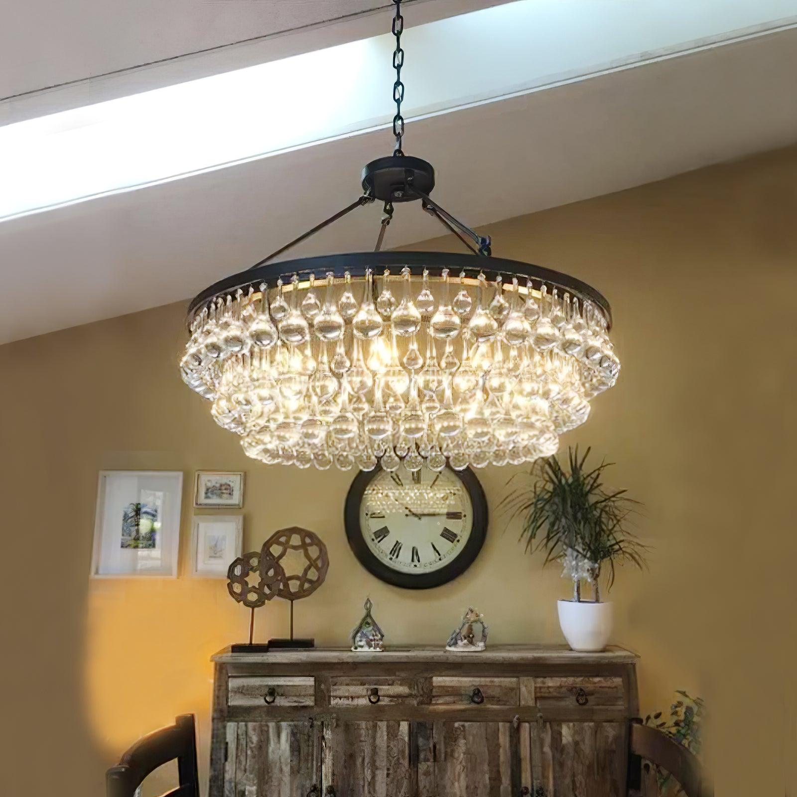 Avelis Postmodern Luxury Unique Tiered Crystal Chandelier-Neutral Decor
