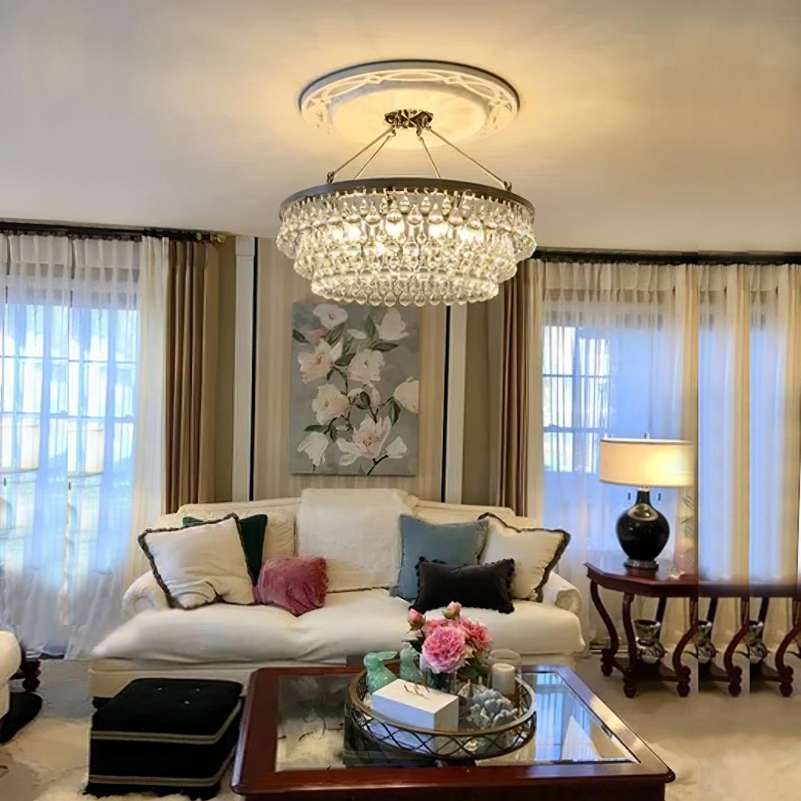 Avelis Postmodern Luxury Unique Tiered Crystal Chandelier-Neutral Decor
