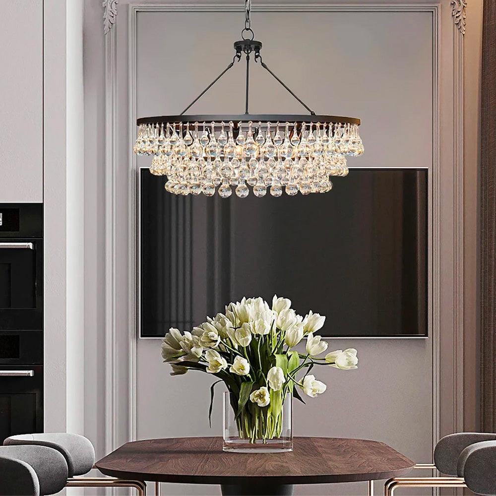 Avelis Postmodern Luxury Unique Tiered Crystal Chandelier-Neutral Decor