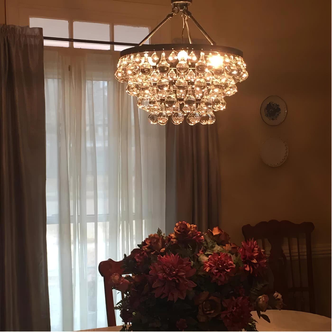 Avelis Postmodern Luxury Unique Tiered Crystal Chandelier-Neutral Decor