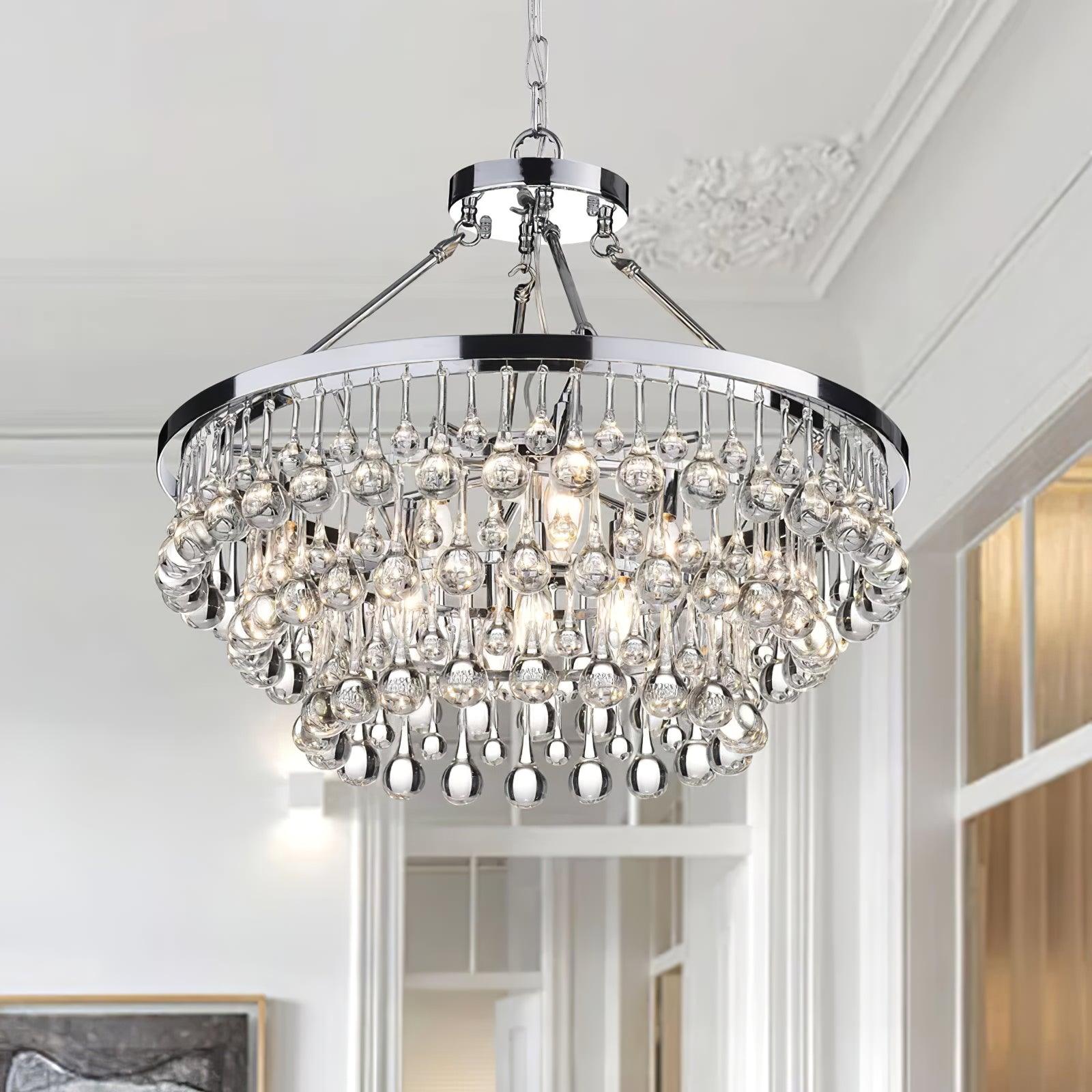 Avelis Postmodern Luxury Unique Tiered Crystal Chandelier-Neutral Decor