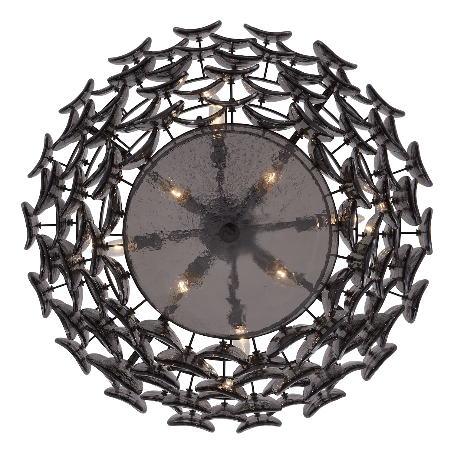 Aurora Chandelier Amber Glass Disc Fish Scale Brass-Neutral Decor
