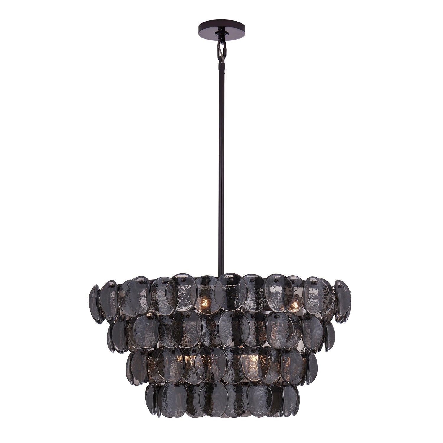 Aurora Chandelier Amber Glass Disc Fish Scale Brass-Neutral Decor
