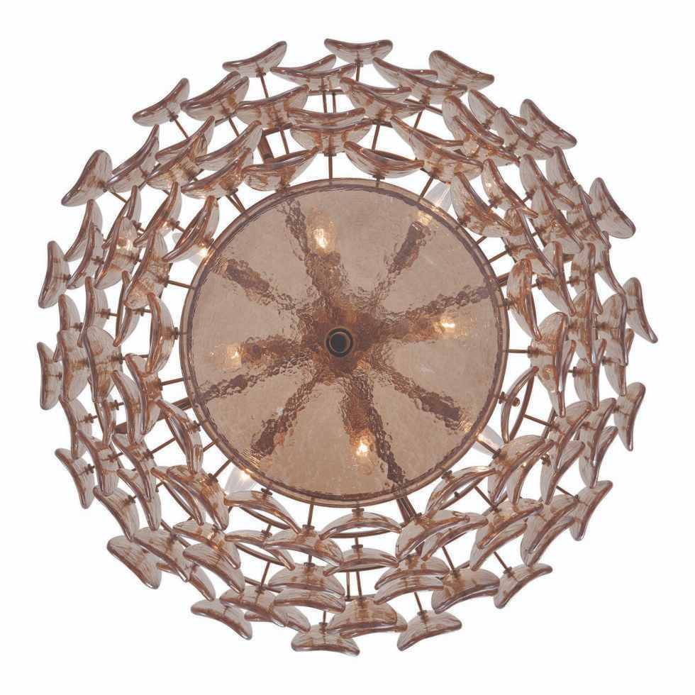 Aurora Chandelier Amber Glass Disc Fish Scale Brass-Neutral Decor