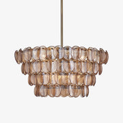 Aurora Chandelier Amber Glass Disc Fish Scale Brass-Neutral Decor