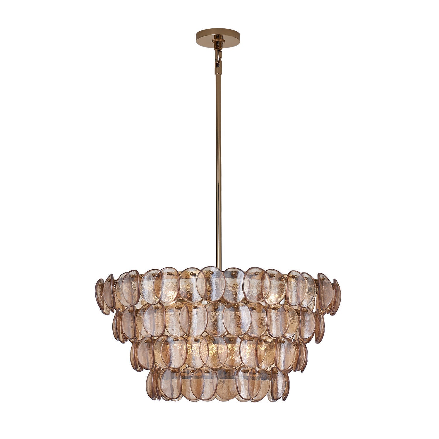 Aurora Chandelier Amber Glass Disc Fish Scale Brass-Neutral Decor
