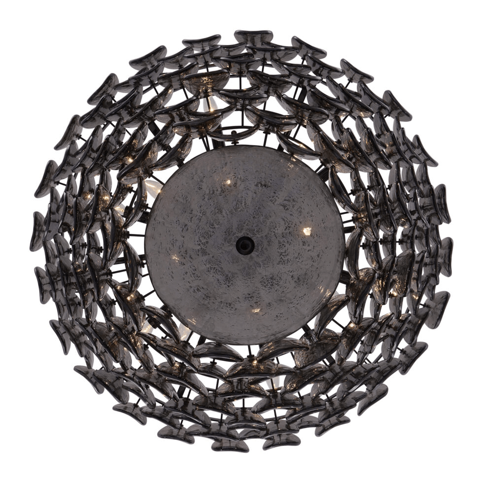 Aurora Chandelier Large Amber Glass Disc Fish Scale Brass-Neutral Decor