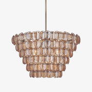 Aurora Chandelier Large Amber Glass Disc Fish Scale Brass-Neutral Decor