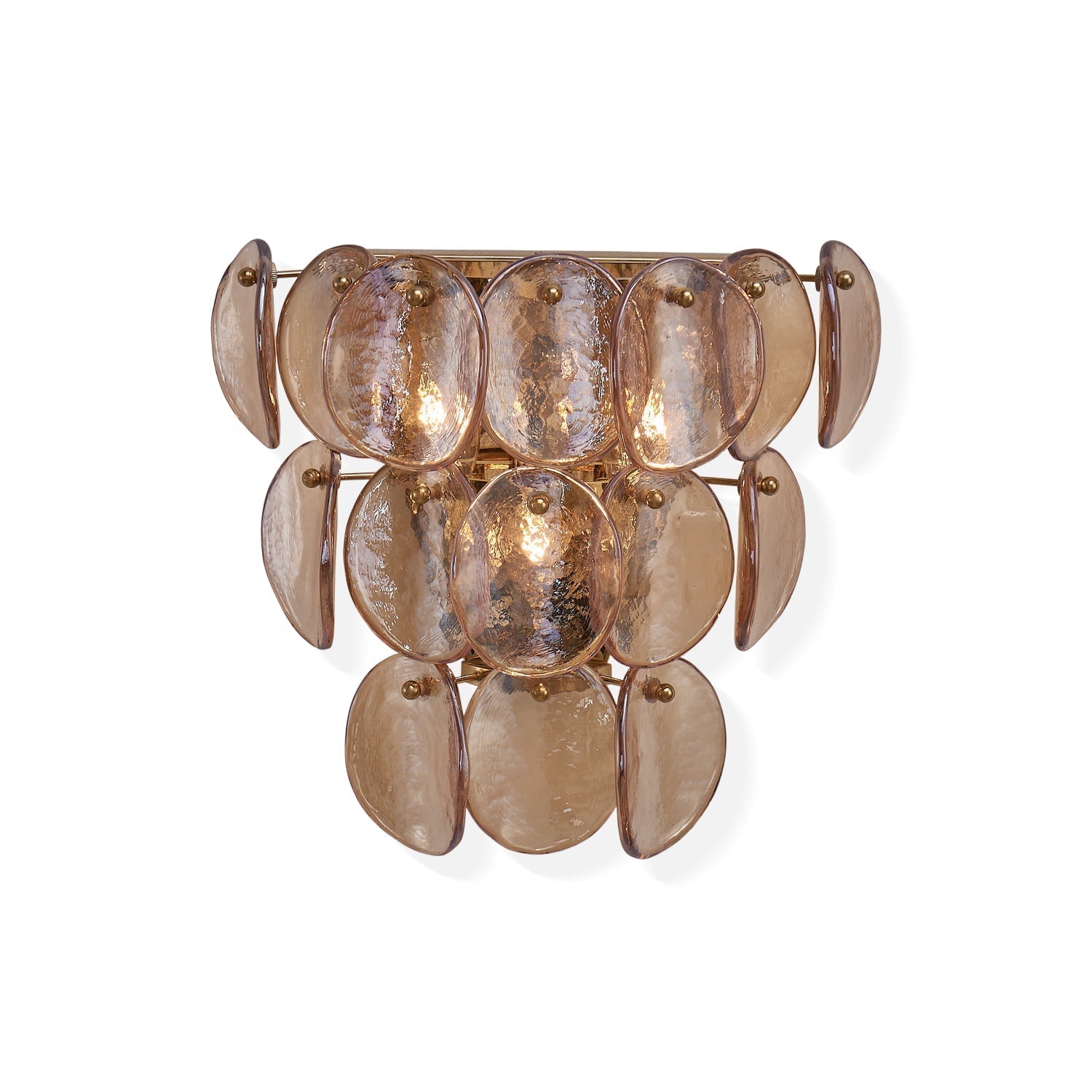 Aurora Wall Lamp Amber Glass Disc Fish Scale Brass-Neutral Decor