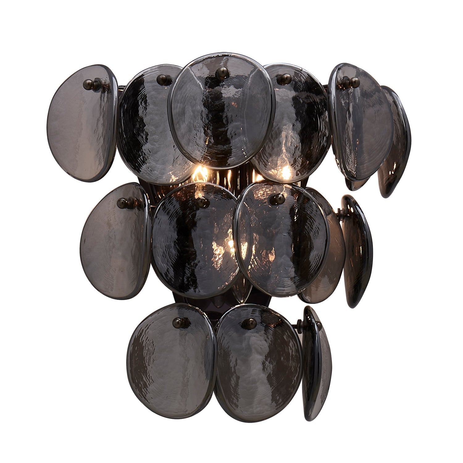 Aurora Wall Lamp Amber Glass Disc Fish Scale Brass-Neutral Decor