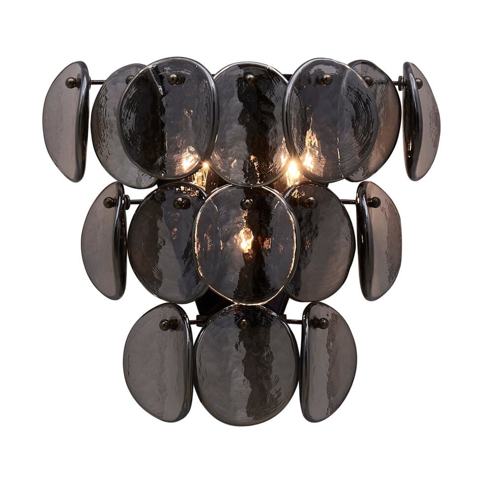 Aurora Wall Lamp Amber Glass Disc Fish Scale Brass-Neutral Decor