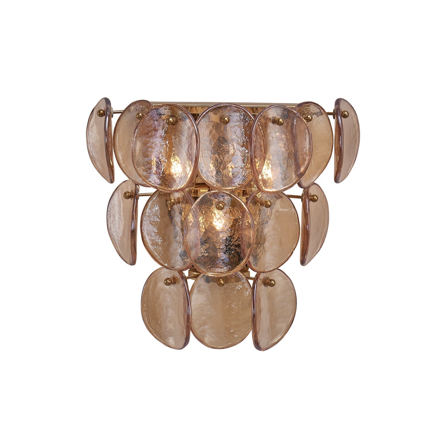 Aurora Wall Lamp Amber Glass Disc Fish Scale Brass-Neutral Decor