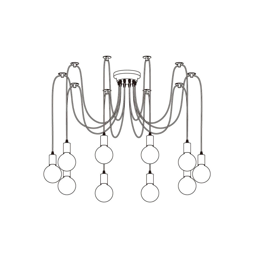 Silva Retro Country LED Spider Chandelier, Black/White - Neutral Decor