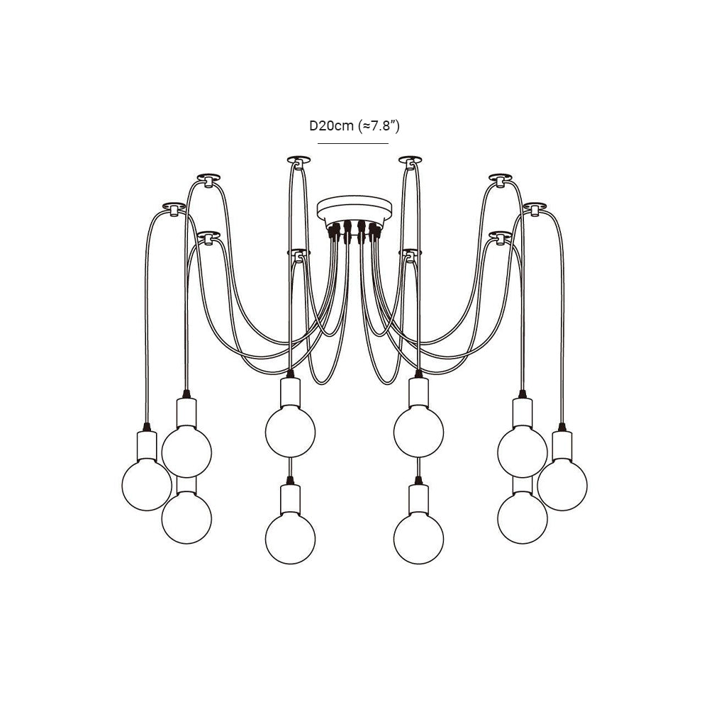 Silva Retro Country LED Spider Chandelier, Black/White - Neutral Decor