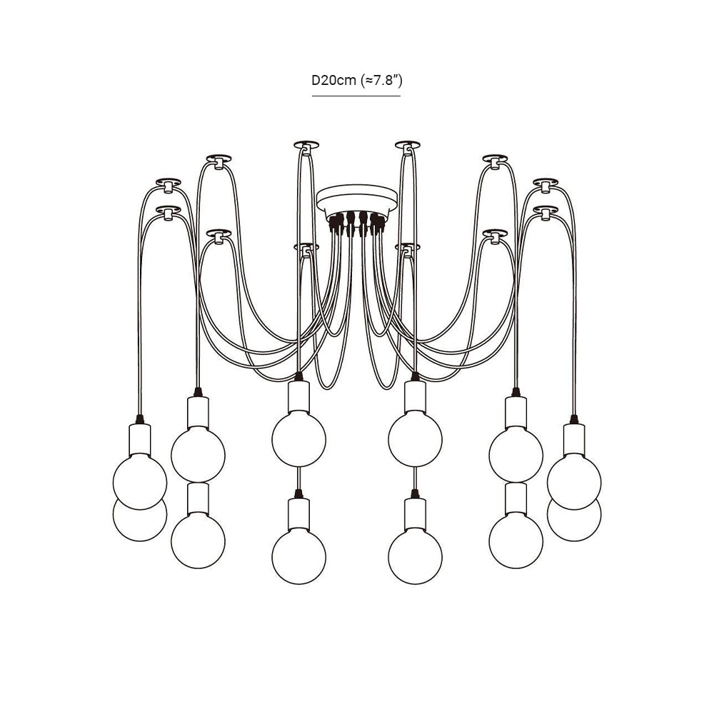 Silva Retro Country LED Spider Chandelier, Black/White - Neutral Decor