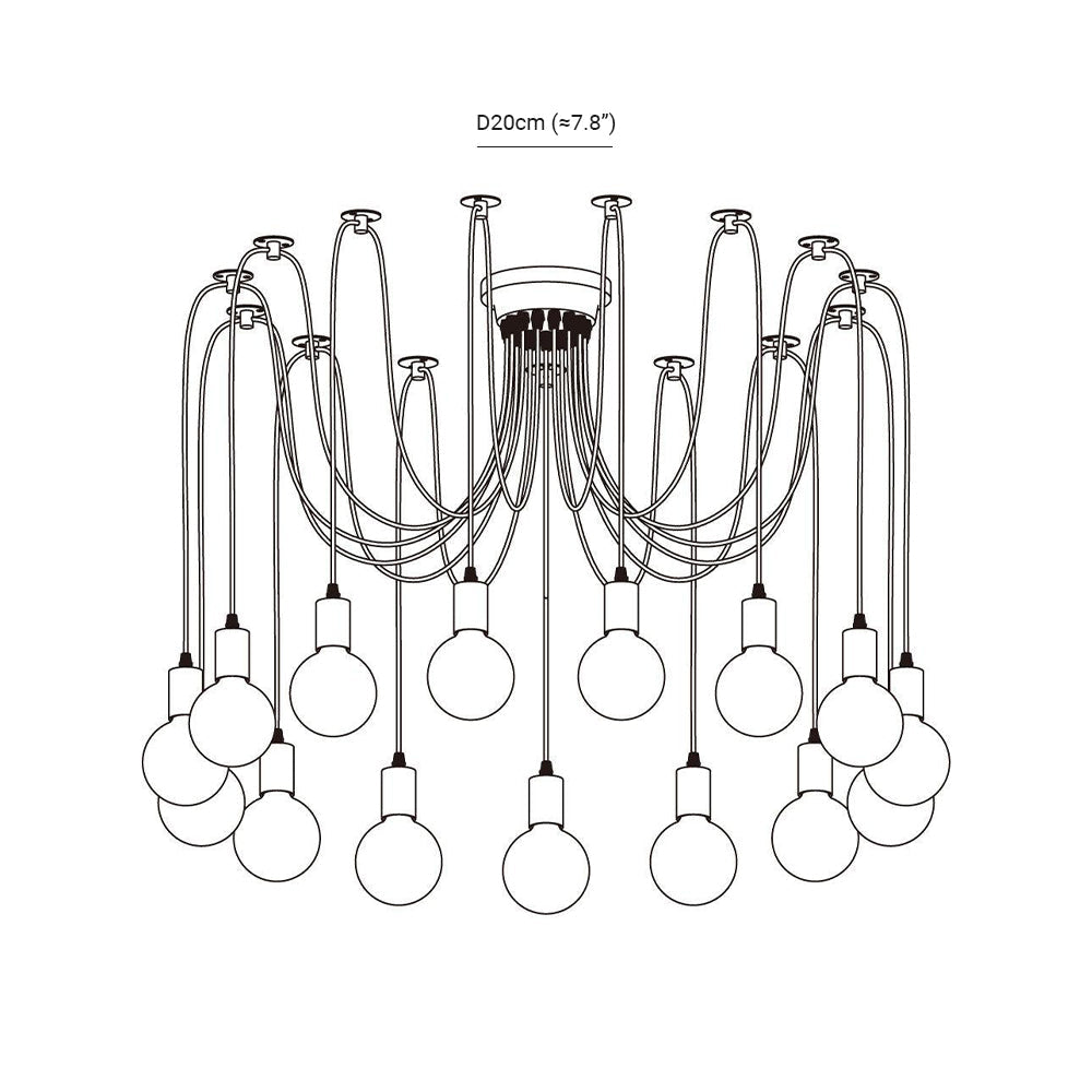 Silva Retro Country LED Spider Chandelier, Black/White - Neutral Decor