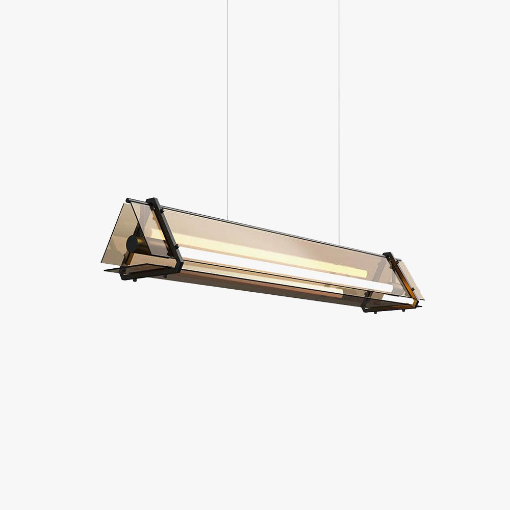 Arisha Industrial Triangle Metal/Glass Pendant Light, Gold - Neutral Decor