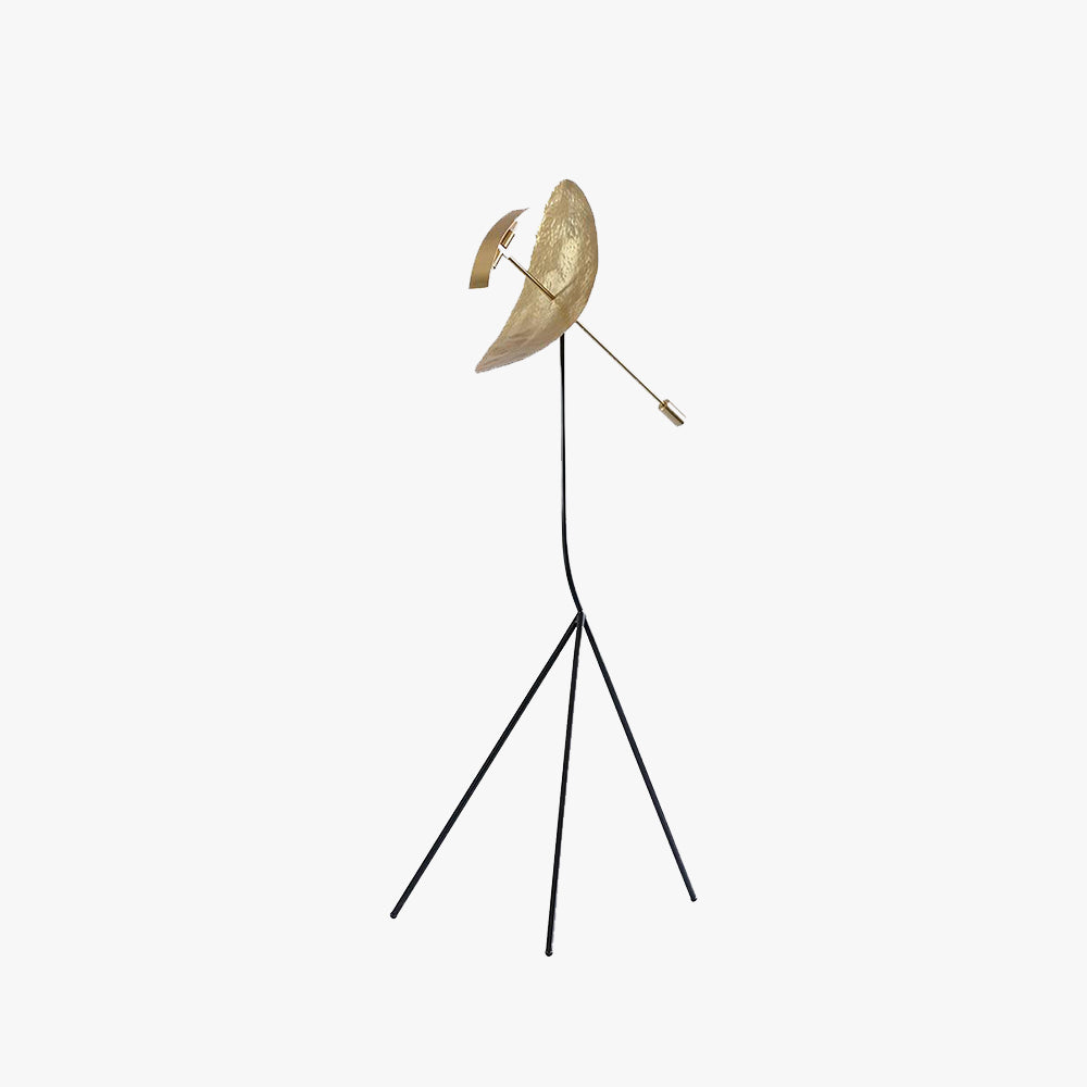 Salgado Floor Lamp Tripod Reflection Postmodern, Metal, Gold, Living Room - Neutral Decor