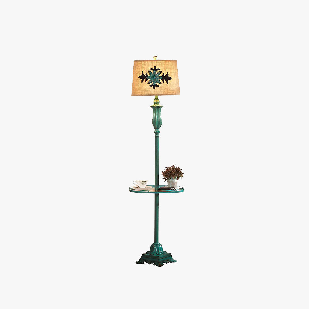 Eryn Floor Lamp Table Vintage, Metal/Resin, Green, Living Room - Neutral Decor