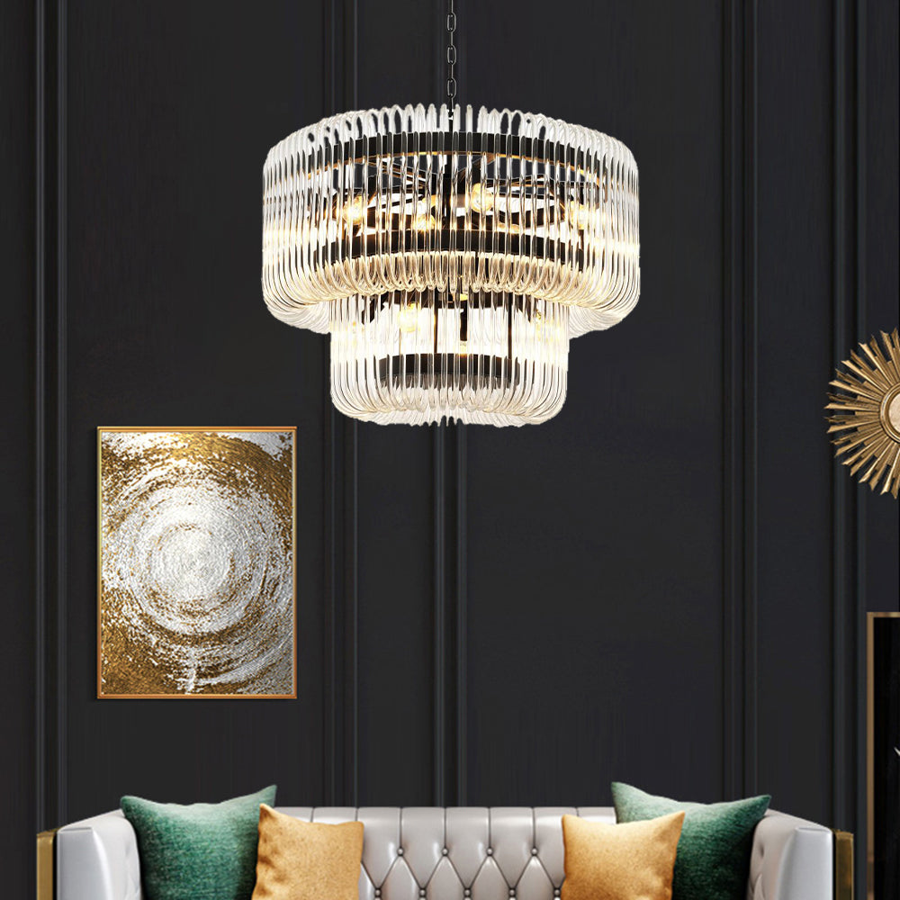 Kristy Modern Luxury LED Chandelier Ceiling Light Black/Gold Glass Living Room - Neutral Decor