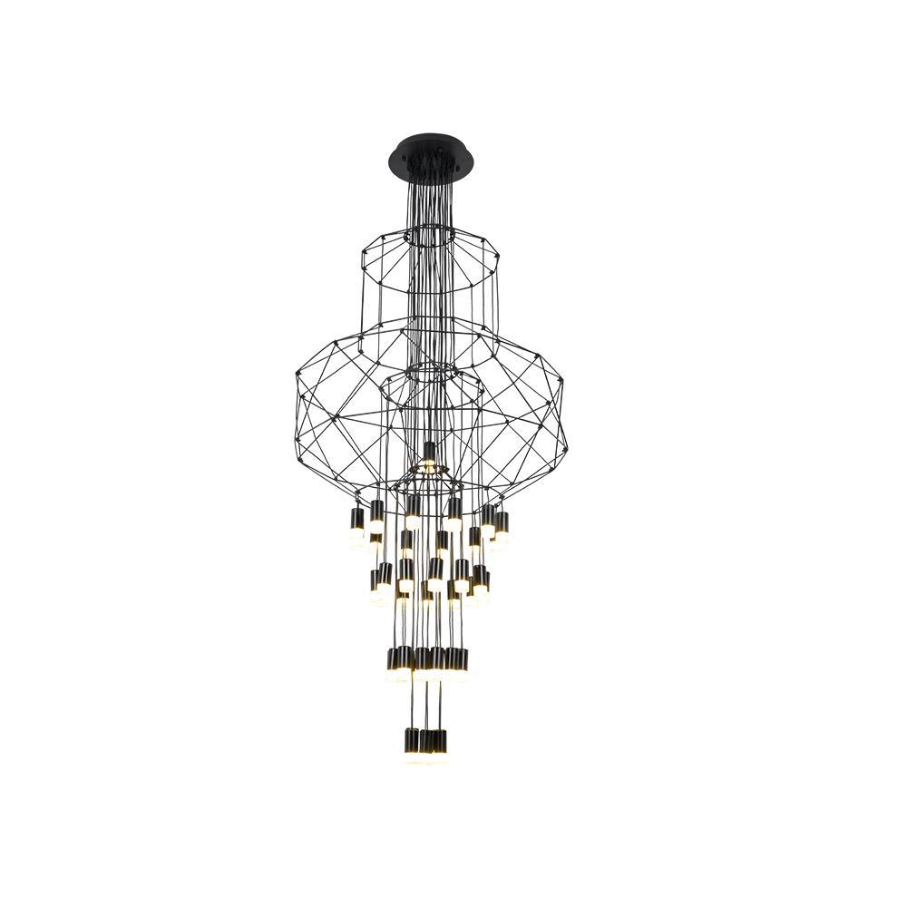 Tevenq Chandelier Lines Black Wireframe LED-Neutral Decor