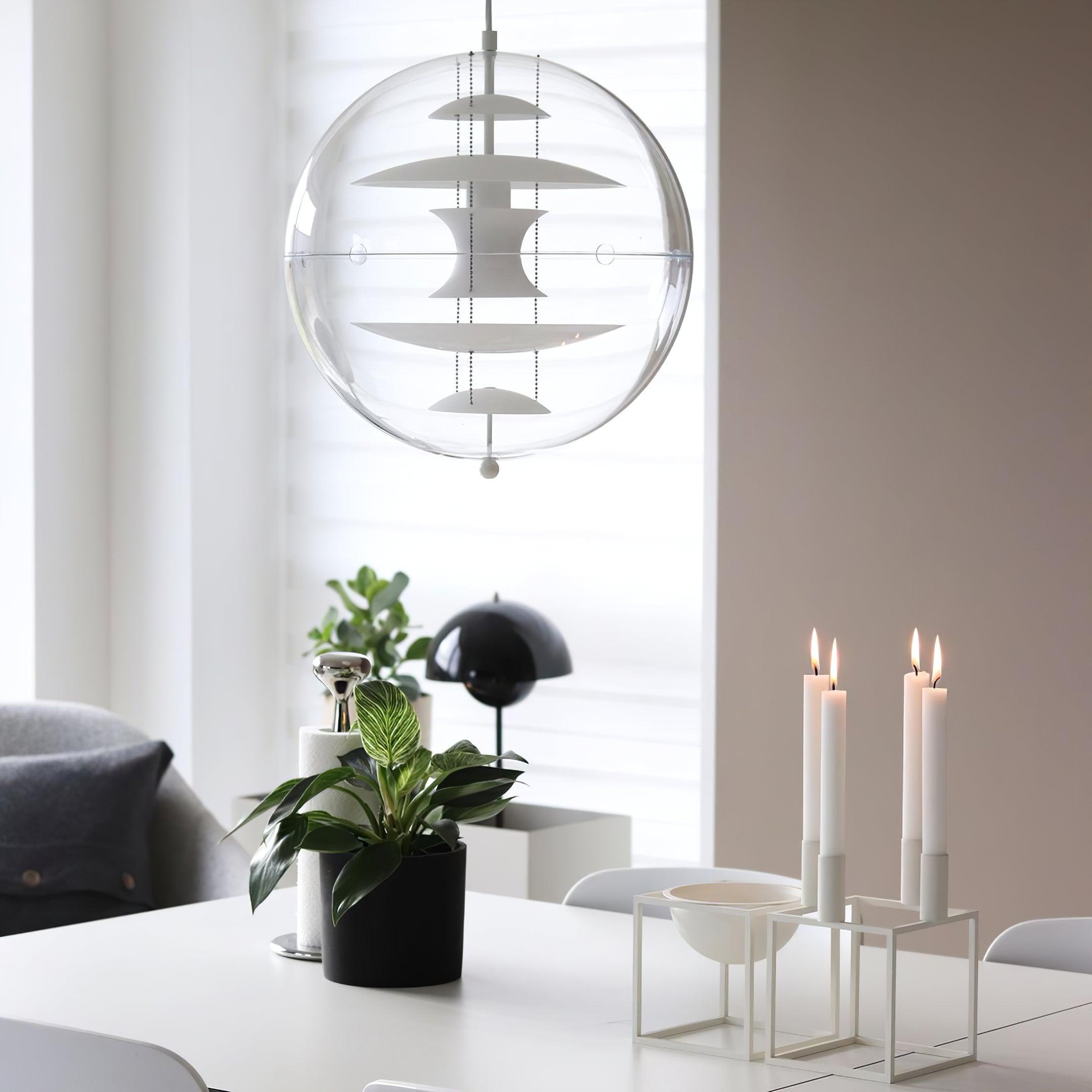 Pendant Lamp Floating Geometric Layers Clear Globe Futuristic Modern
