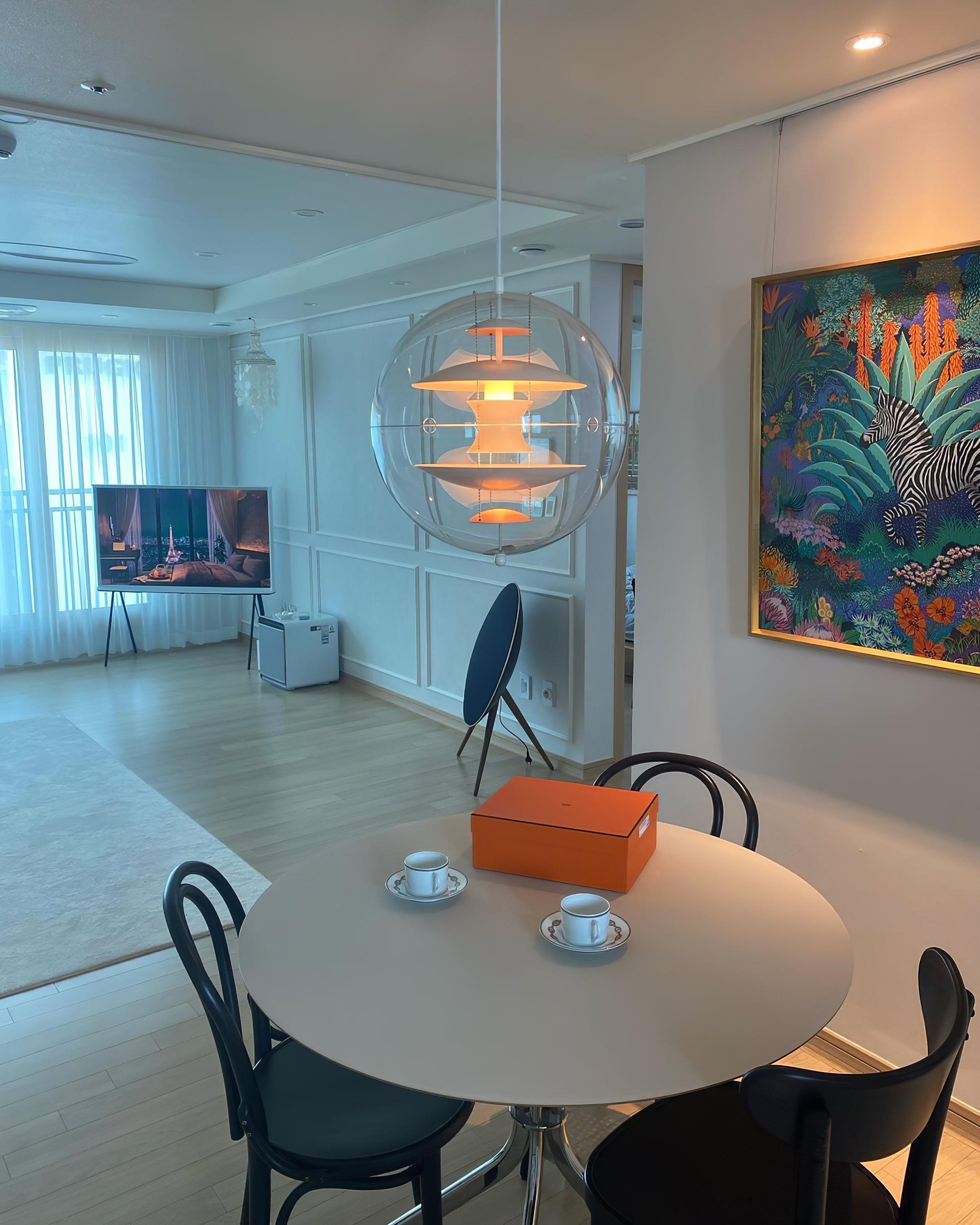Pendant Lamp Floating Geometric Layers Clear Globe Futuristic Modern