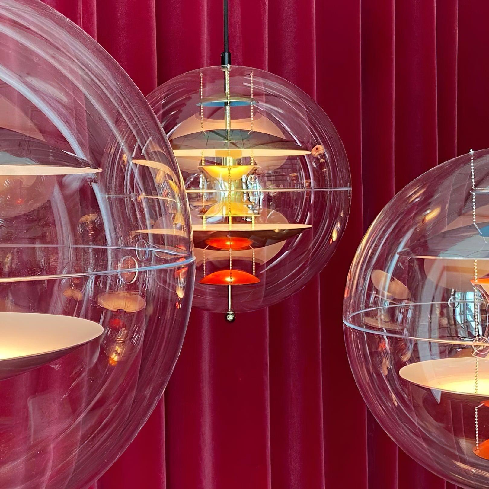 Pendant Lamp Floating Geometric Layers Clear Globe Futuristic Modern