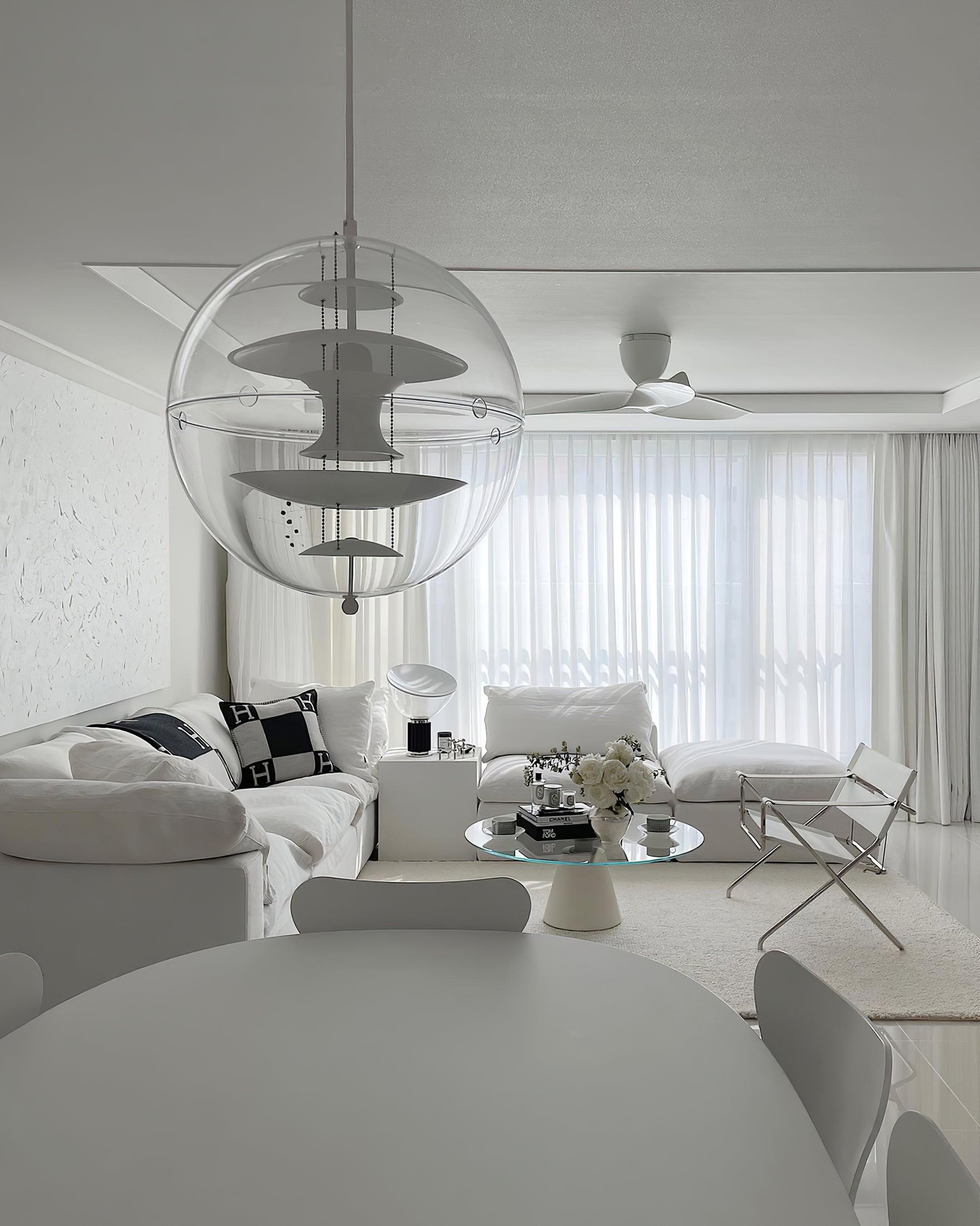 Pendant Lamp Floating Geometric Layers Clear Globe Futuristic Modern