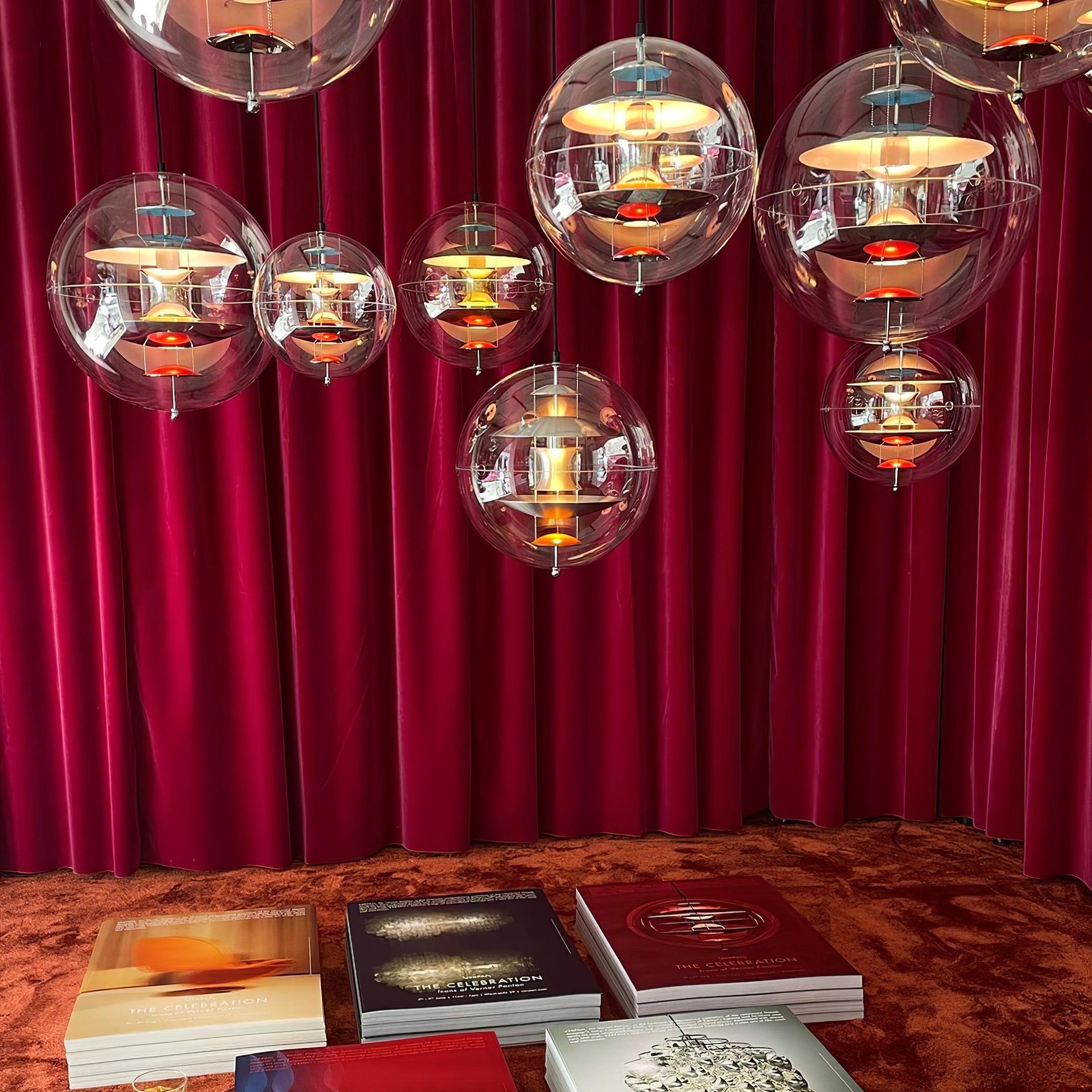 Pendant Lamp Floating Geometric Layers Clear Globe Futuristic Modern