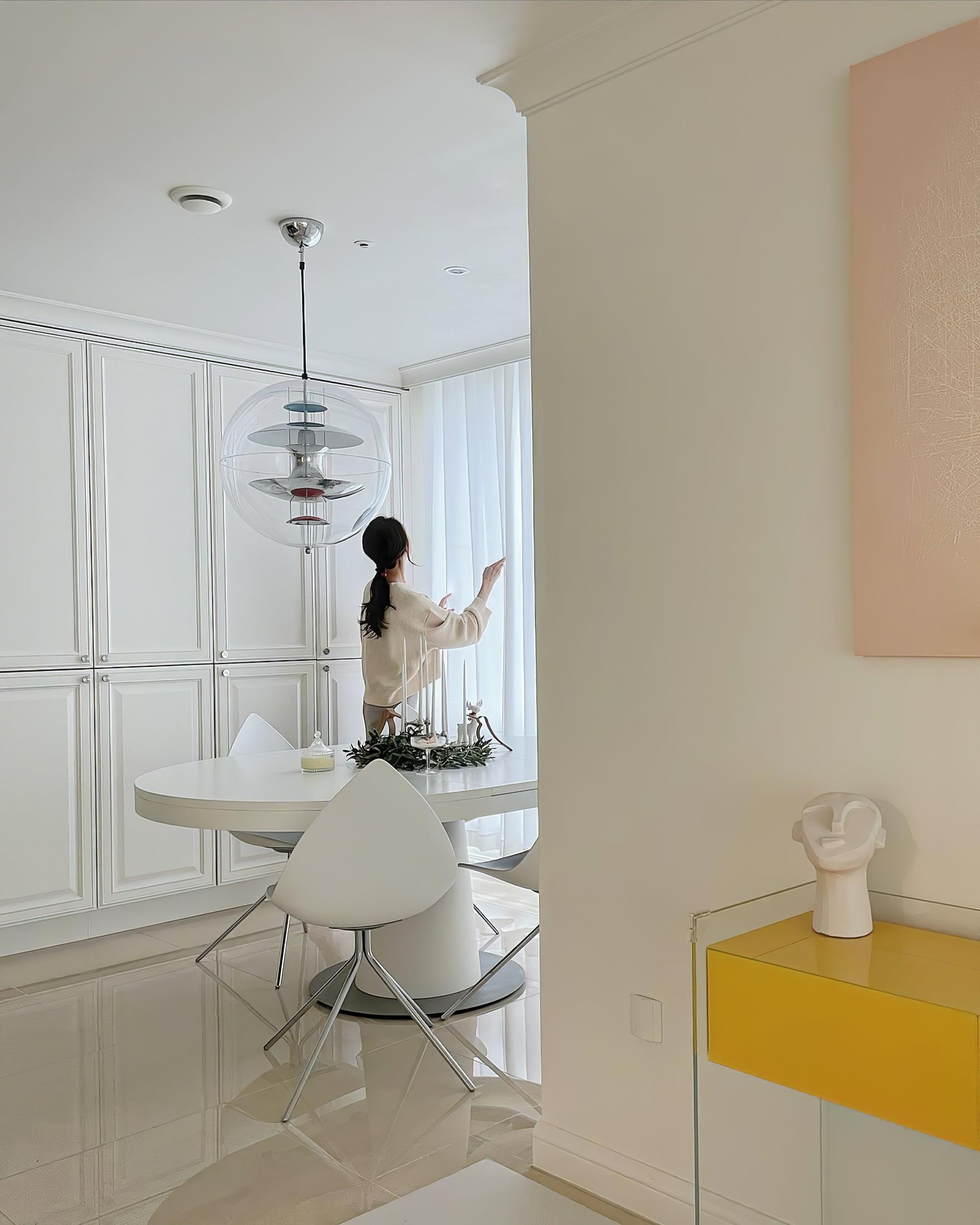 Pendant Lamp Floating Geometric Layers Clear Globe Futuristic Modern