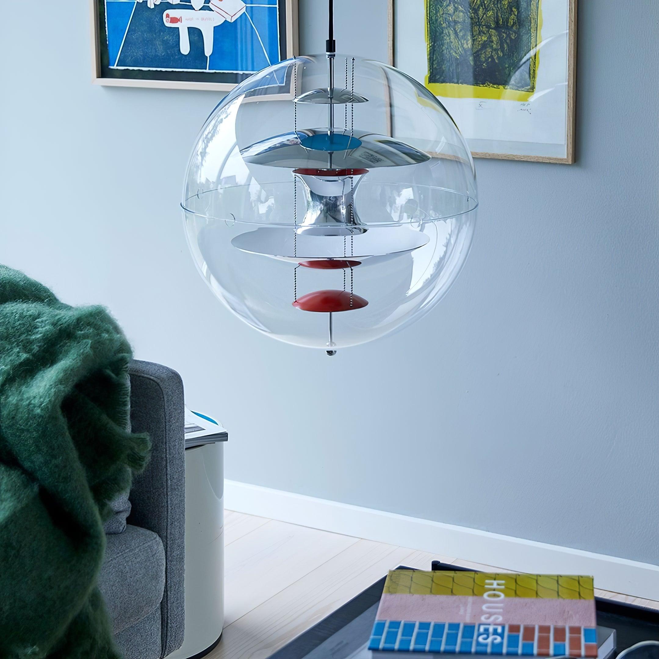 Pendant Lamp Floating Geometric Layers Clear Globe Futuristic Modern
