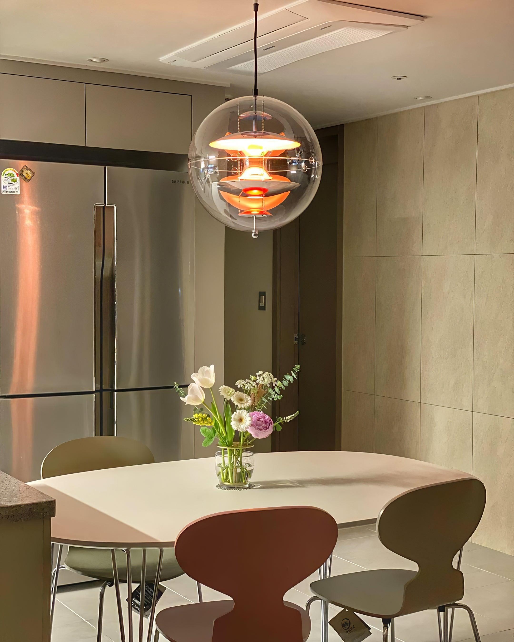 Pendant Lamp Floating Geometric Layers Clear Globe Futuristic Modern