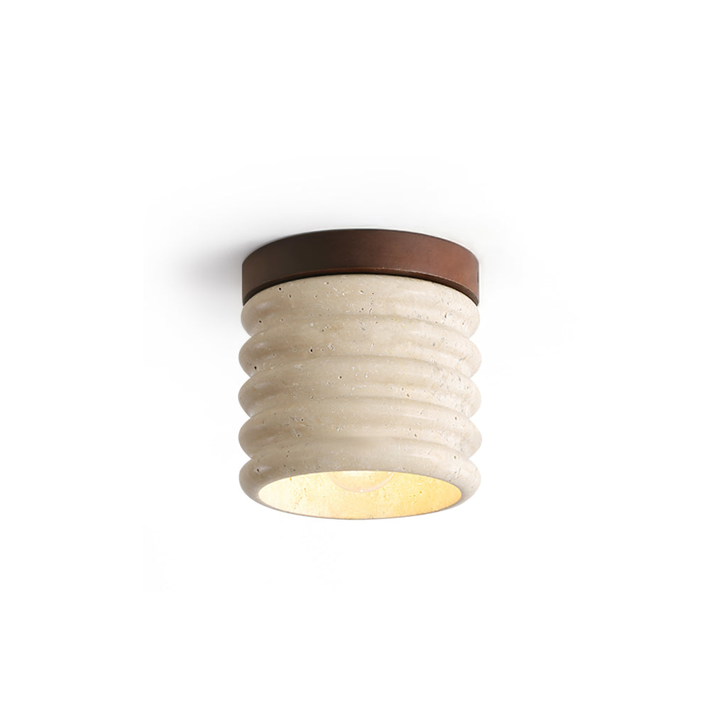 Neptune Travertine Ceiling Light  Ribbed Design