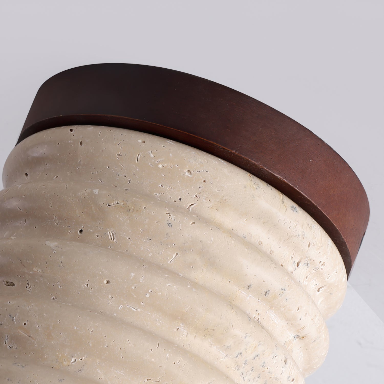 Neptune Travertine Ceiling Light  Ribbed Design