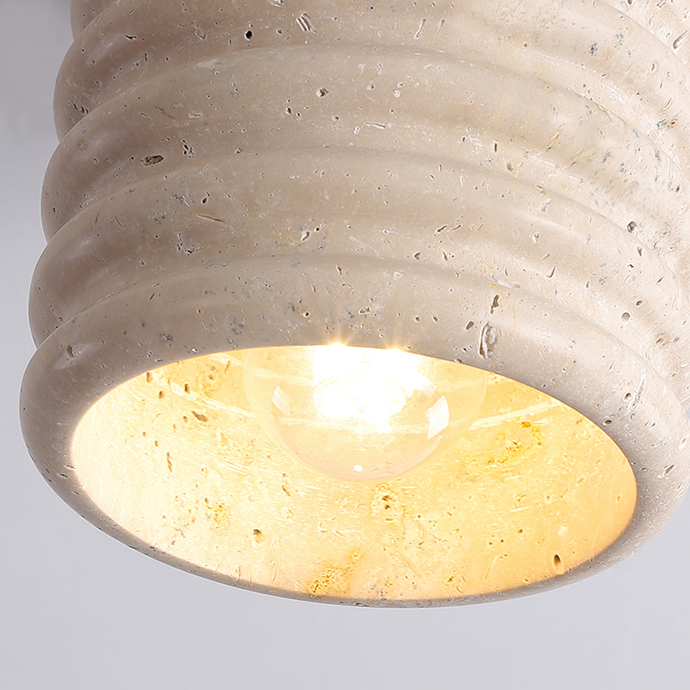 Neptune Travertine Ceiling Light  Ribbed Design