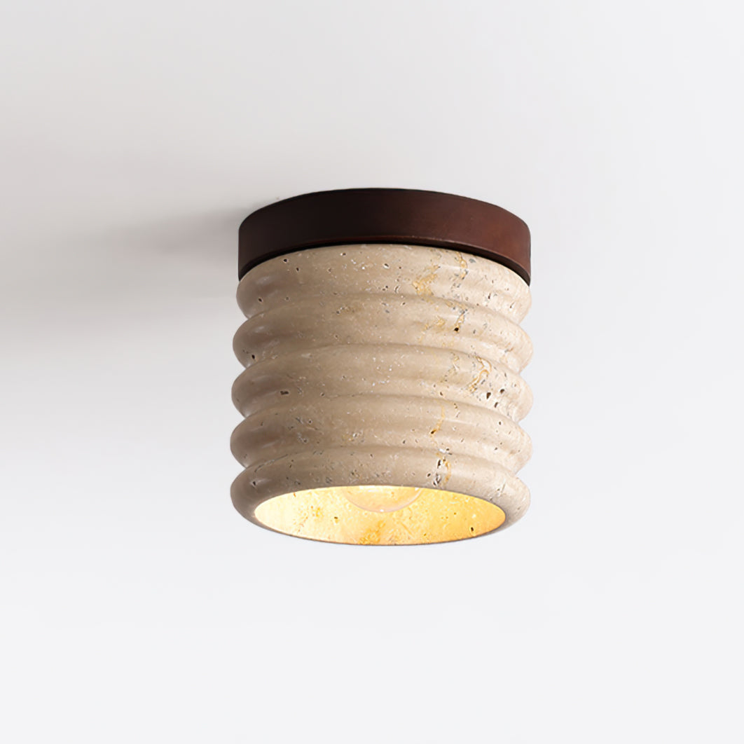 Neptune Travertine Ceiling Light  Ribbed Design