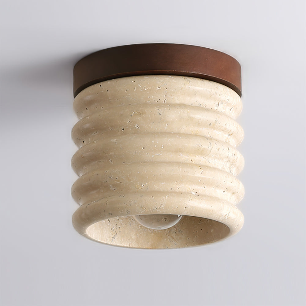 Neptune Travertine Ceiling Light  Ribbed Design