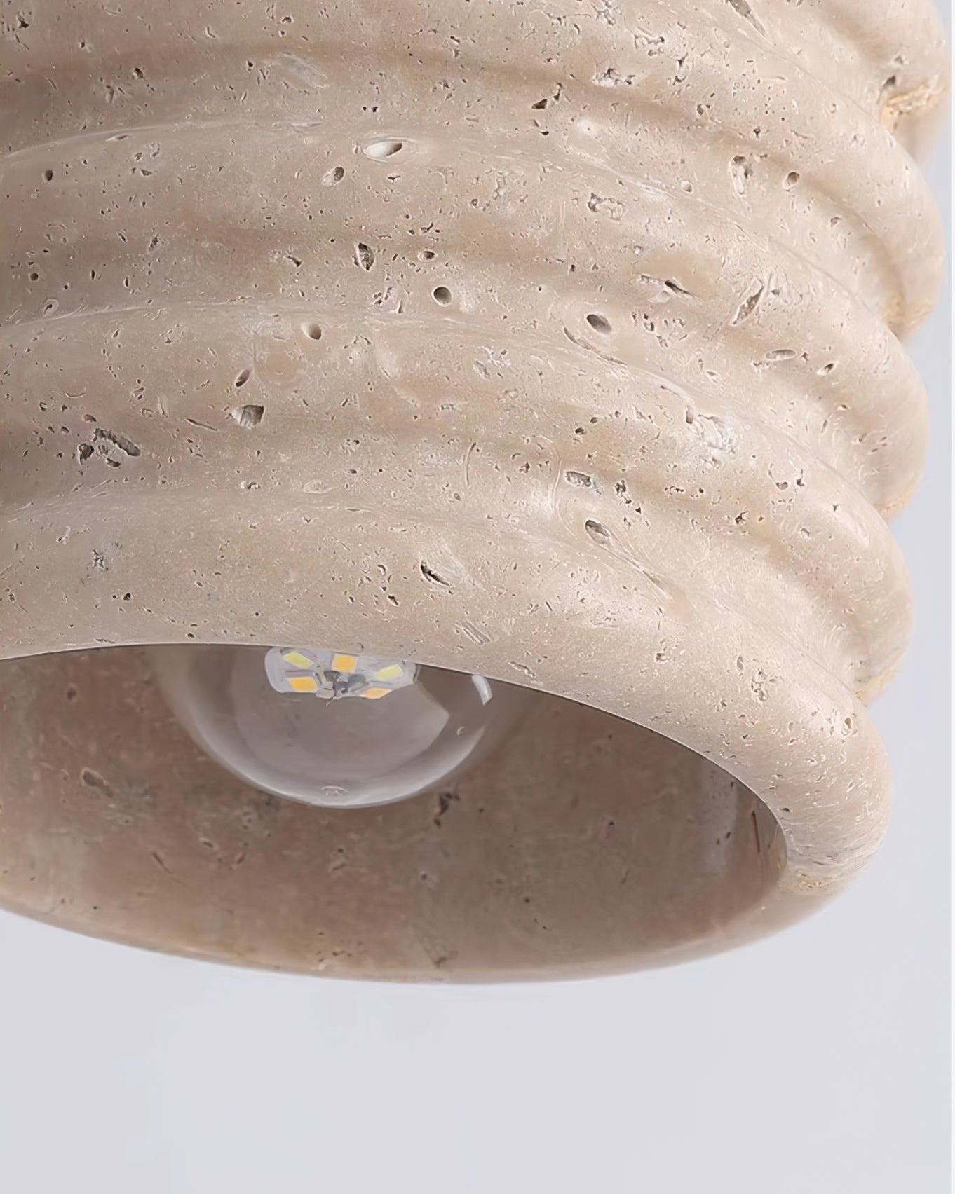 Neptune Travertine Ceiling Light  Ribbed Design