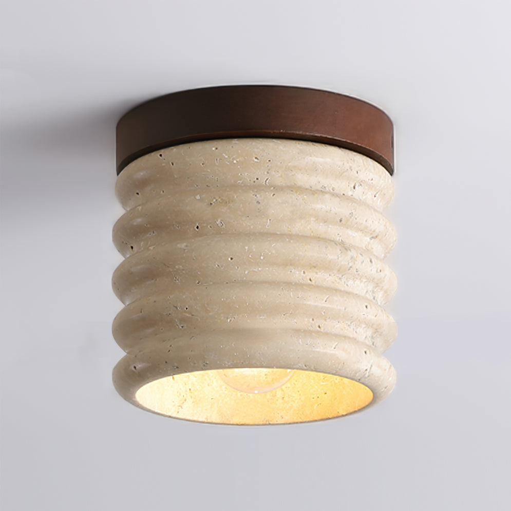 Neptune Travertine Ceiling Light  Ribbed Design