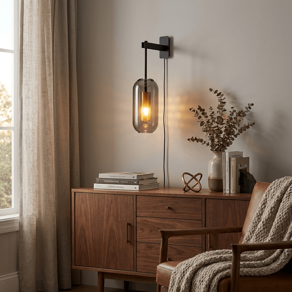 Vadim Glass Plug-in Wall Lamp-Neutral Decor