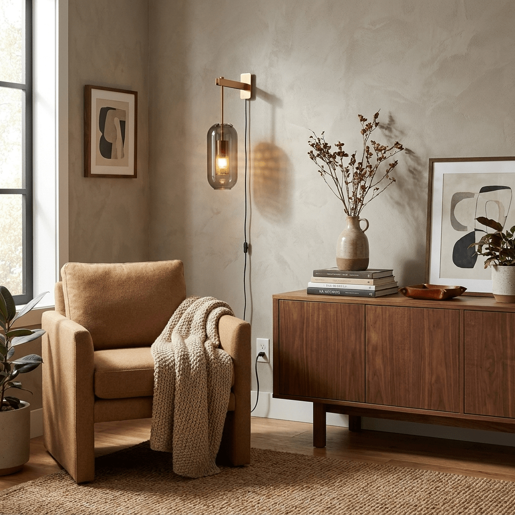 Vadim Glass Plug-in Wall Lamp-Neutral Decor