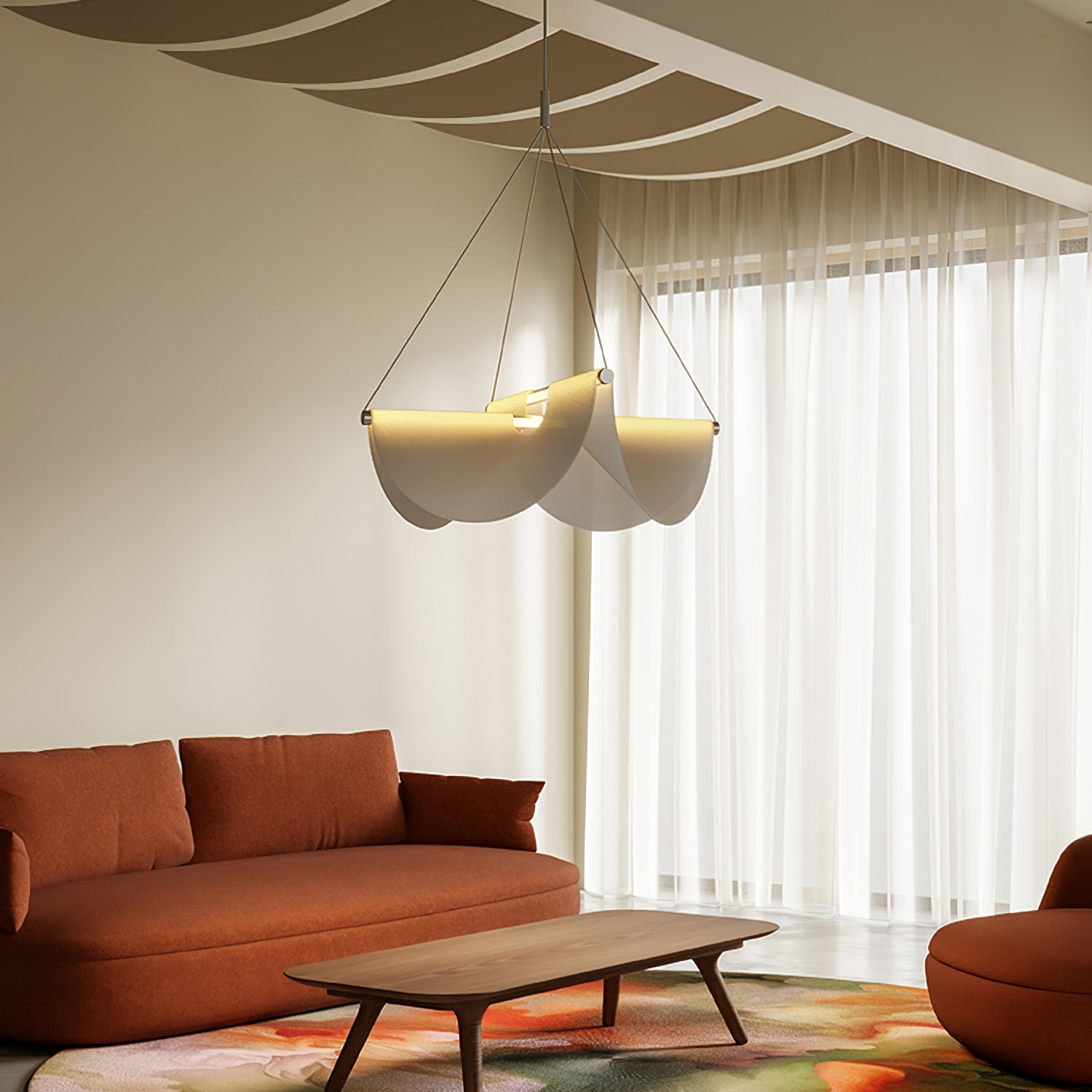 Dluxen Postmodern Luxury Ribbon Pendant Lamp-Neutral Decor