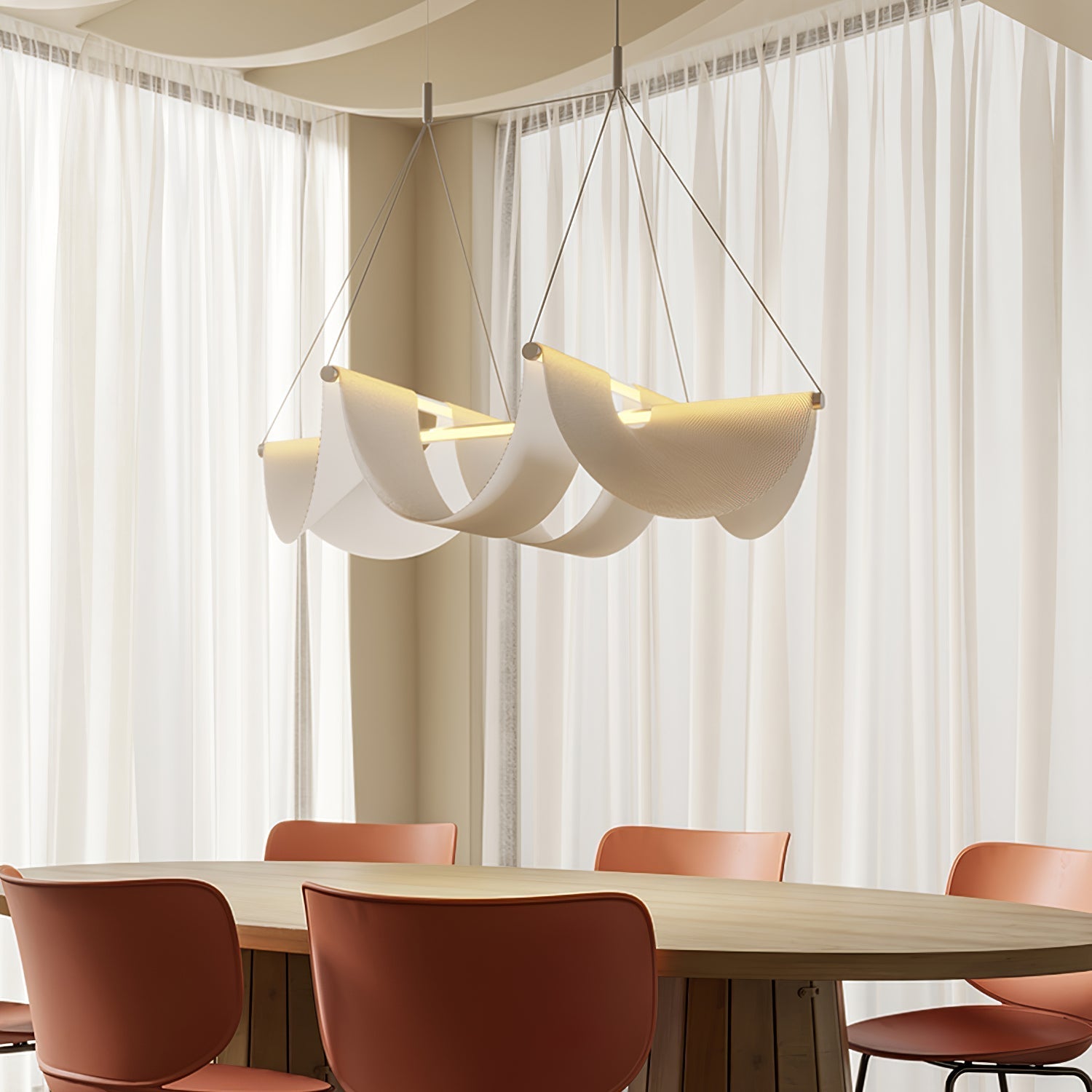 Dluxen Postmodern Luxury Ribbon Pendant Lamp-Neutral Decor