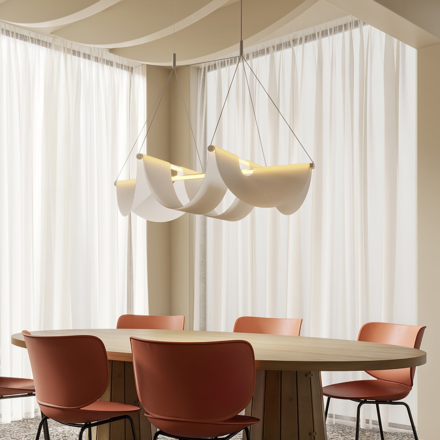 Dluxen Postmodern Luxury Ribbon Pendant Lamp-Neutral Decor